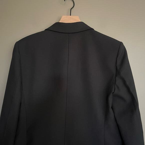 Helmut Lang Shiny Lapel One Button Canvas Tux Blazer Black Size 8 Classic Chic - Picture 11 of 16
